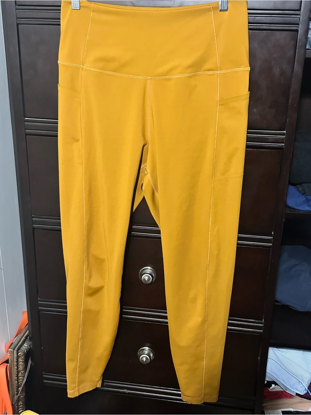 Lole Mustard Yellow High-Waist Leggings with Side Pockets